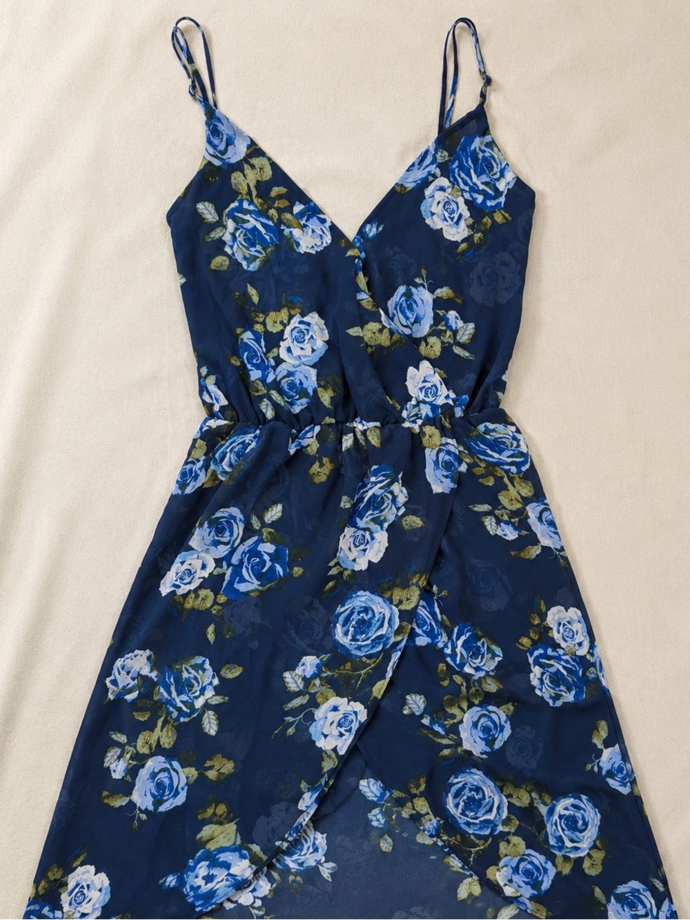 Blue Floral Chiffon Midi Dress S Forever 21